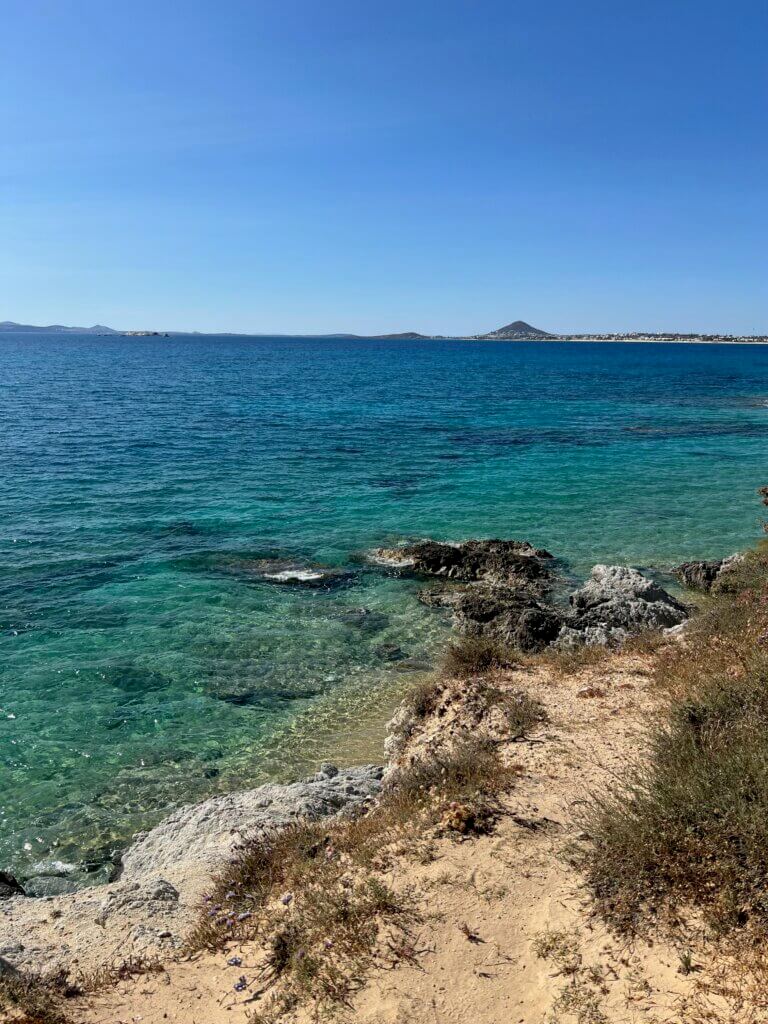 Praia de Sagkri, em Naxos, Grécia. Foto: Fernanda Antônia Bernardes