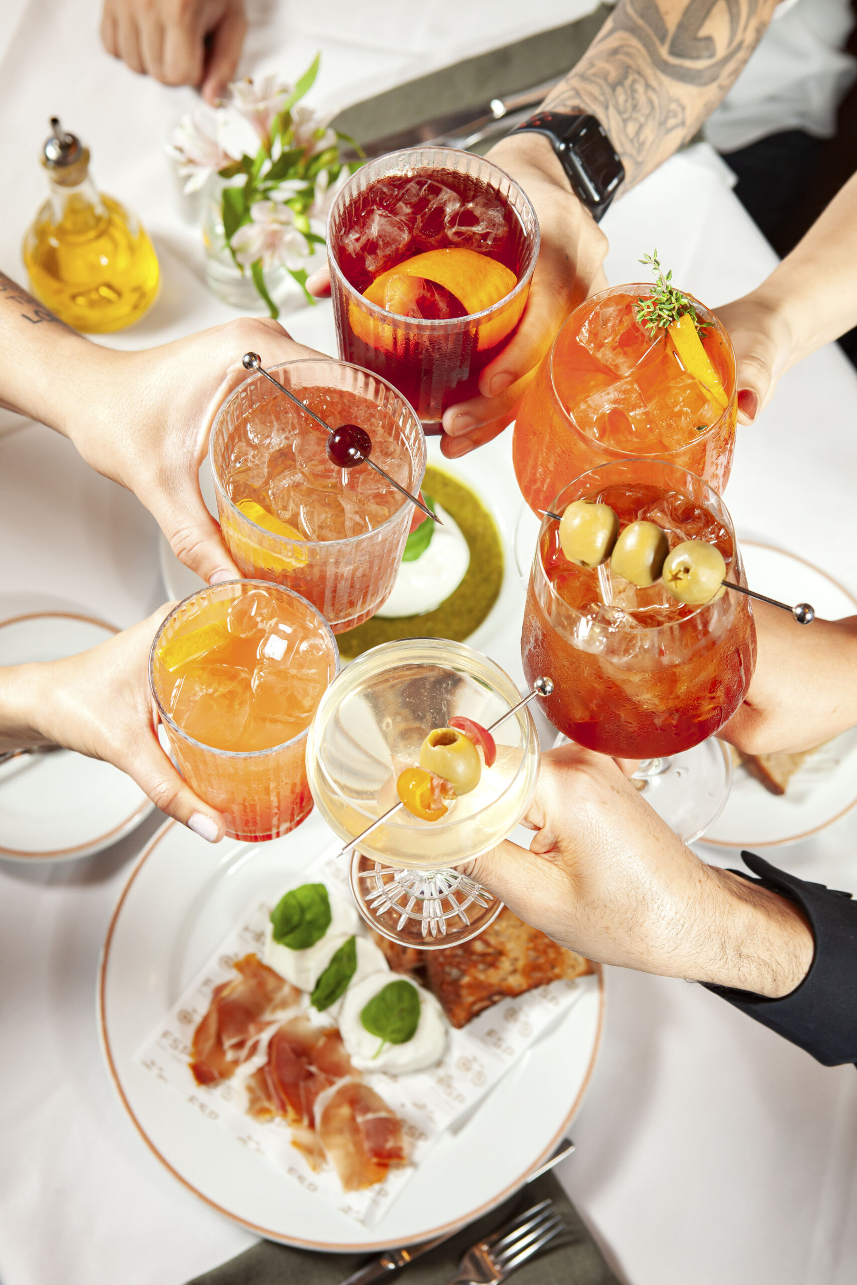 Diversos drinks disponíveis no Forneria San Paolo.